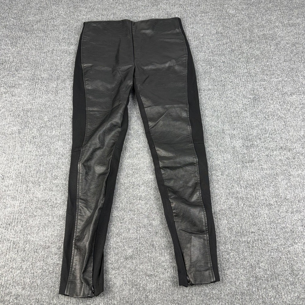 Lauren Ralph Lauren Leggings Womens 2 Black Faux Leather Panel Ankle Zip Pants